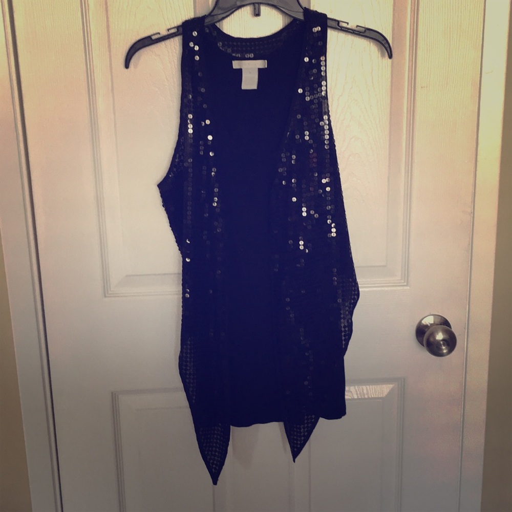 Black Tank Top with Sequined Vest size M